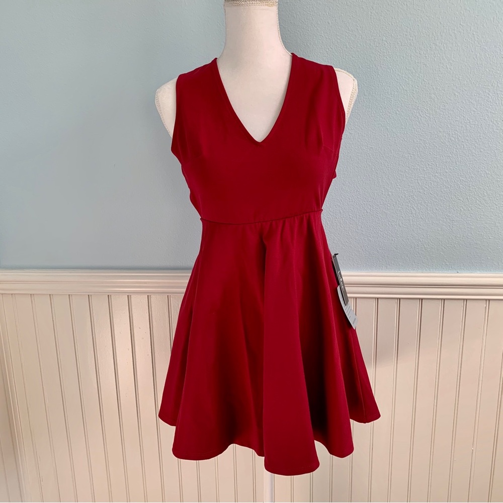Lulus Going Steady Backless Skater Dress Red Wine